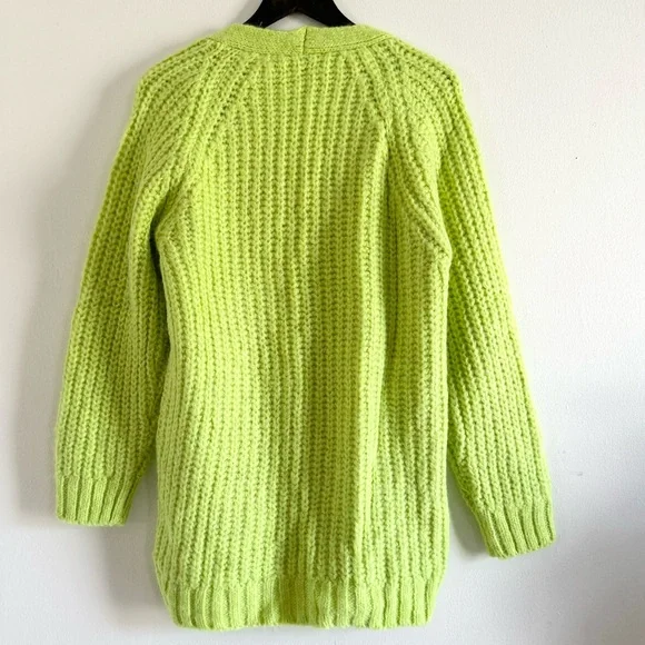 NWT Zara Neon Green Long Open Chunky Cardigan Small - Picture 5 of 7